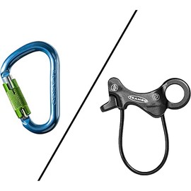 TRANGO Aries Belay Device w/Regulock Autolock Carabiner (Black Regulock, 7.5-11mm Ropes) | Rock Climbing, Rappelling Protection