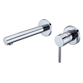 SUMERAIN Wall Mount Faucet for Bathroom Sink, Modern Chrome Bathroom Faucet Single Handle with Brass Valve