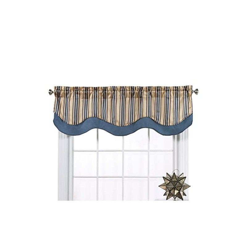 Collections Etc Windsor Jaquard Layered Valance Color: Blue