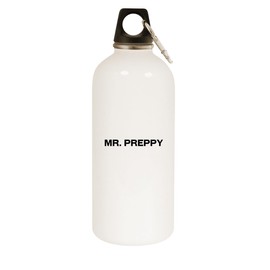 Molandra Products Mr Preppy - 20oz Stainless Steel White Water Bottle with Carabiner, White