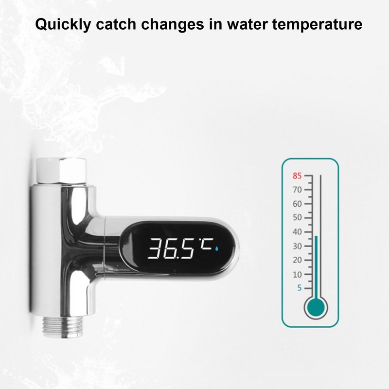 BuyWeek Shower Thermometer, LED Digital Baby Bath Thermometer, Aluminium Shower