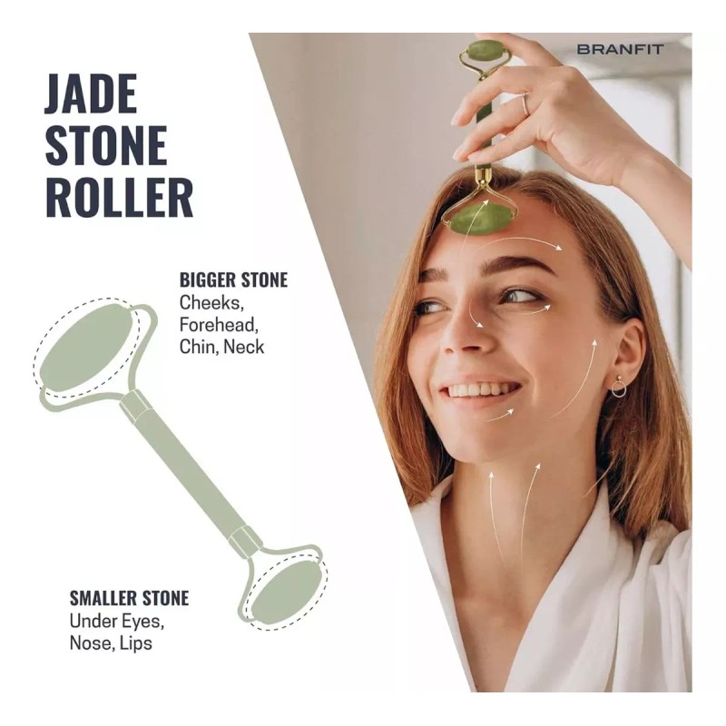 NJ Rodillo De Cuarzo Rosa Guasha Belleza Facial Masaje