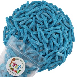 FirstChoiceCandy Sweet & Sour Gummy Worms, Multi Flavors and Solid Colors (1 Pound, Sour Blue Raspberry)