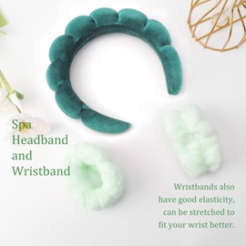 DRESHOW Spa Headband for Washing Face Wristband Set Sponge Soft Terry Cloth Makeup Skin Care Non-Slip Headband for Women