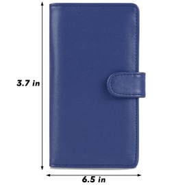 LOLOMLO Slim Checkbook Cover with Snap Closure for duplicate checks and register, RFID Blocking Checkbook Case with 4 Credit Card Slots & Free Divider Flap, PU Leather Check Books Holder Wallet for Men & Women, Deep Blue