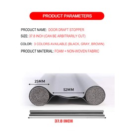 AUTUCAU Under Door Draft Stopper 37 inches Adjustable Insulation Double-Sided Sound Proof Door Air Draft Blocker for Noise Light Smell Stopper,Upgraded Version