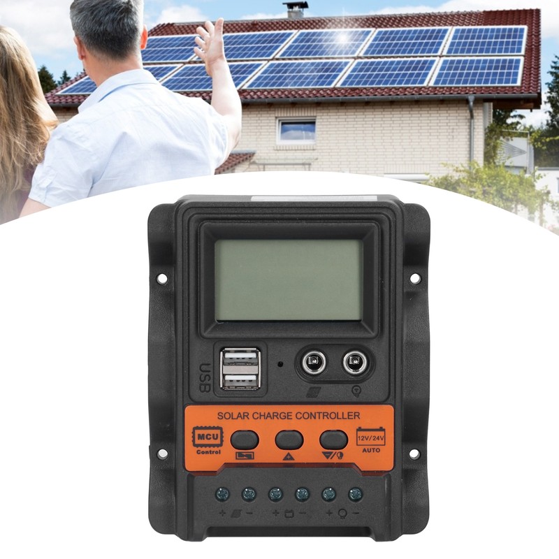 Solar Charge Controller LCD Display Double USB DC 12V‑24V Discharge
