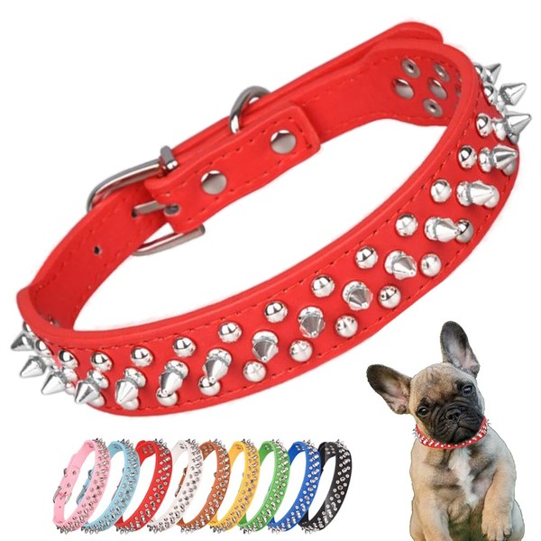Spiked Dog Collar, Mushrooms Rivet Spike Anti-Bite Studded Protective Pet
