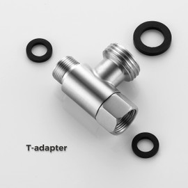 Stanweemix 3/8 x 1/2 Adapter T Connector, ADD-A-Tee Adapter 3 Way Valve 3/8 Tee Compression, Stainless Steel Splitting Water Supply T Pipe Fitting for Bidet Hose, Angle Stop Valve T Connector