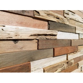 WoodyWalls 3D Reclaimed Barn Wood Wall Panels | DIY Glue and Nails Installation | Premium Set of 10 Panels (9.5 sq. ft. per Box) Original Rustic