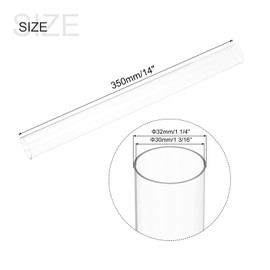 MECCANIXITY Plastic Pipe Rigid Polycarbonate Round Tube Clear 1 3/16"(30mm) ID 1 1/4"(32mm) OD 14"(350mm) High Impact for Lighting, Models, Water Plumbing