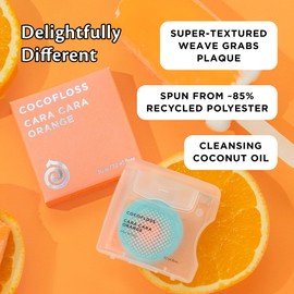 Cocofloss Woven Dental Floss, Dentist-Designed Oral Care, Orange Scent, Waxed, Expanding, Kid-Friendly String Floss with Coconut Oil, 3 Spools (33 yd Each)