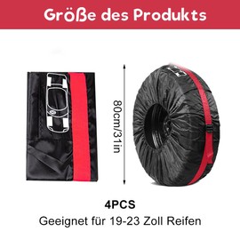 Begonia Set of 4 19-23 inch tyre bags, 190T tyre cover set with carry handle, diameter 80 cm, tyre protection, tyre storage, for clean transport and storage