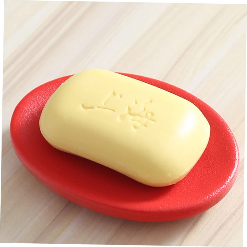 WOONEKY Ceramic Soap Dish with Lid Artistic Red Soap Holder
