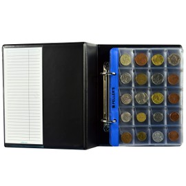 Coin album for 160 mixed coins with a diameter up to 1.10" (28mm). 5+5 pages with 12 pockets 1.38" x 1.38" (35mm X 35mm) & 20 pockets 1.22" x 1.02" (31mm X 26mm) on the page. Model S.