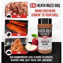 Heath Riles BBQ Rub - Apple Seasoning, Champion Pitmaster Recipe, Legendary Rubs For Smoking & Grilling, 80+ BBQ Championships, 12 oz.