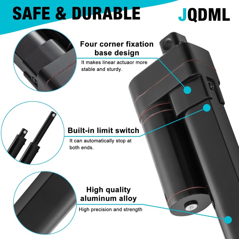 JQDML 12 Inch High Speed 1.34"/sec Linear Actuator 12V 88lbs/400N