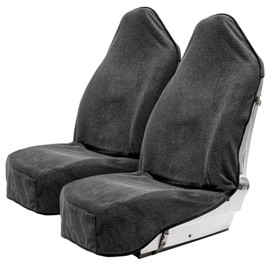 Leadpro Terry Cloth Sweat Towel Seat Cover; Carseat Towel Protector; Great for Gym Workout; Waterproof; Universal Fit for Car SUV Van Truck; EZ fit; Non Slip Grip; Machine Washable; 2pc Grey