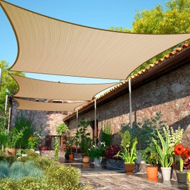 ShadeMart 13' x 24' Sand Beige Sun Shade Sail UPF50 Rectangle smTAPR0816 Canopy Fabric Cloth Screen, Water and Air Permeable & UV Resistant, Heavy Duty, Carport Patio Outdoor - We Customize Size