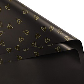 WRAPAHOLIC 20 Sheets Flower Wrapping Paper - 22.8 x 22.8 inch Black Love Design Water-Resistant Floral Bouquet Wrapping Paper, Florist Supplies Packaging for Wedding Birthday Gift DIY