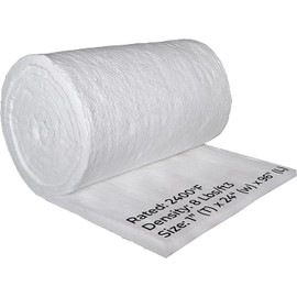 SIMOND STORE Ceramic Fiber Insulation Blanket - 8# 2400F - 1” x 24” x 96” - High Temperature Insulation Baffles for Stove Furnace Forge Boiler Kiln Chimney Fireplace Pizza Oven, Dishwasher, and More