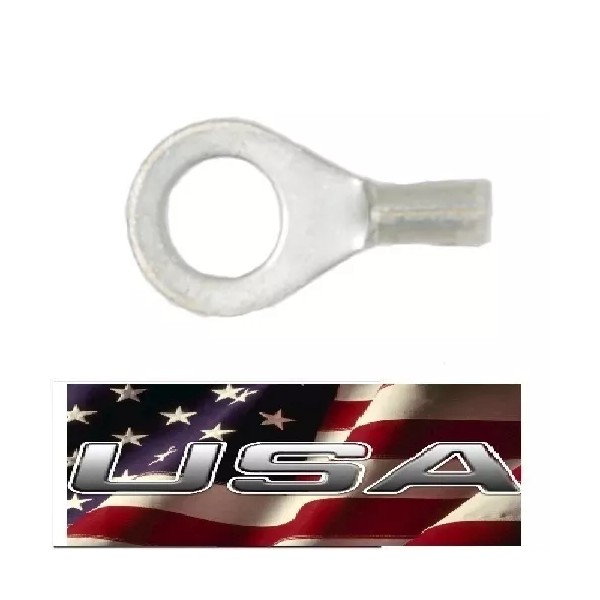 Made in USA (100) 16-14 NON-INSULATED #10 RING TERMINAL CONNECTOR