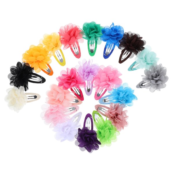 DECHOUS 20pcs Chiffon Flower Hair Clips for Lightweight Hairpins for