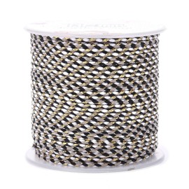 Elecrelive 21.8 Yards Metallic Macrame Cord 1.5mm 4-ply Polyester Twisted Cord Braided Twine Colorful Macrame String for Bracelets Gift Wrapping Wall Hanging Plant Hanger, Black and Gold