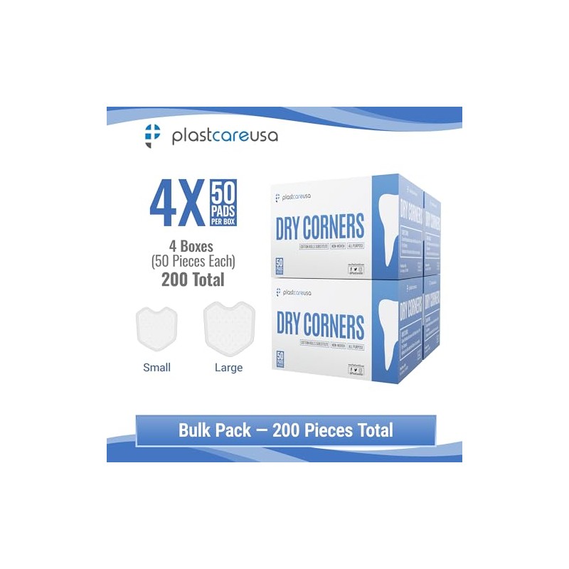 200 Dental Dry Corners, Disposable Saliva Control Cheek Protection Pads