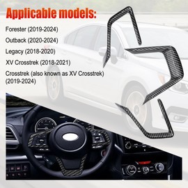 Yuqutum 3PCS Steering Wheel Panel Frame Trim Cover for Subaru Forester Ascent SUV 2019-2024,for Impreza 2017-2024,for Legacy/Outback 2018-2024,for Crosstrek 2018-2024 (Carbon Fiber)