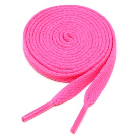 BCB Wear Flat Shoelaces 5/16" Wide Solid Colors Several Lengths For Sneakers and Shoes (Hot Pink-45)