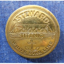 STEWARD TITANIC WHITE STAR LINE OCEANLINER SHIP CRUISE BADGE PIN PINBACK BRASS