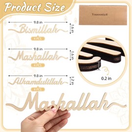 Yousoontic 12 Pcs Eid Wooden Plate Signs Decorations for Table Ramadan Mubarak Plate Setting Islamic Table Cutouts Decor for Eid al-Adha Muslim Home Decoration
