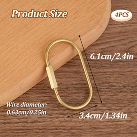 4 Pcs Brass Screw Lock Keychain, Durable Brass Screw Lock Clip Key Chain Ring Durable Simple Brass Keychain Holder Brass Key Ring Simple Style Car keychain for Men Women Gold