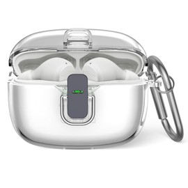 Protective Case for JBL Vibe Beam, MOWYEOK Transparent TPU Safety Lock Housing, Applicable to the JBL Vibe Beam/JBL Wave 200TWS Earphones, with Carabiner (Transparent)