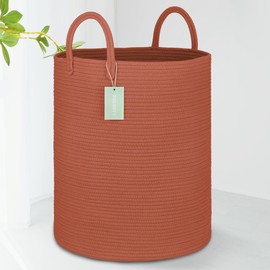 BOSROTY Large Laundry Hamper Basket for Girls Boys Kids 65L, Tall Nursery Hamper with Handles, Woven Blanket Basket for Storage Toys Clothes Towels, 16”x 20”, Autumn Glaze