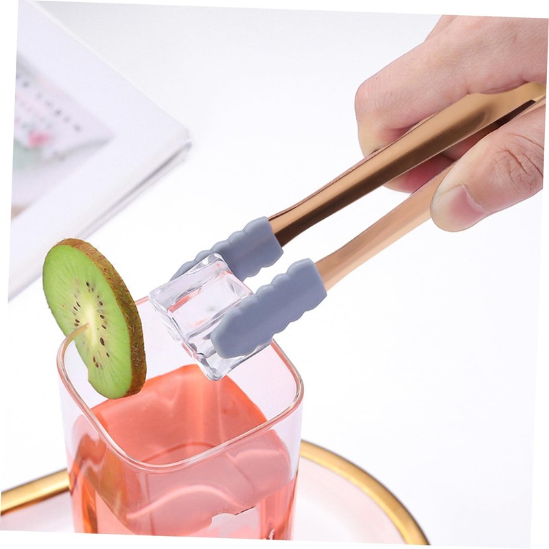 Mobestech 4pcs Ice Cube Tongs Stainless Steel Food Tongs Non-Slip