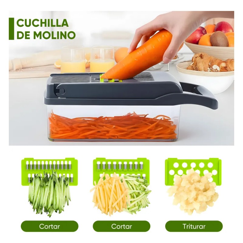 Rallador Multiusos Corta Rebana Pica Y Ralla Verduras/frutas Verde