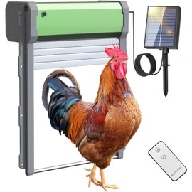 Automatic Chicken Coop Door Solar Powered-with APP Timer, Light Sensor Chicken Coop Doors, Anti-Pinch Type Aluminum Chicken Door with Remote Control