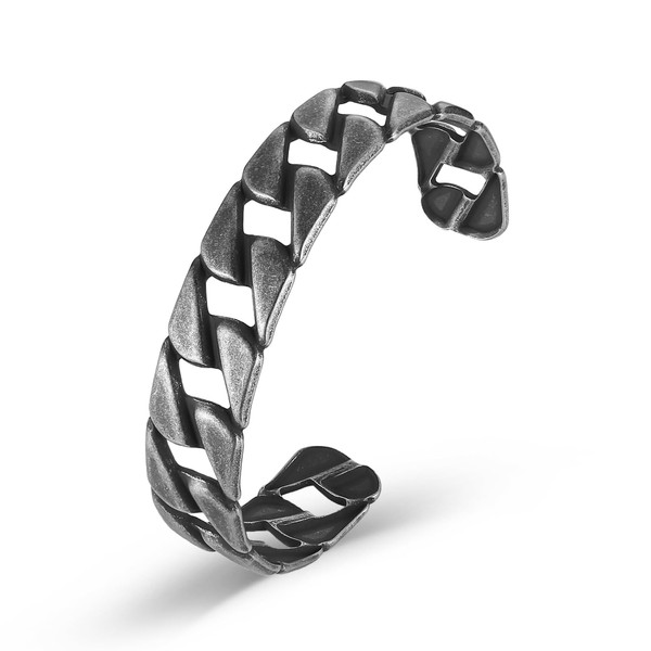 HZMAN Cuban Link Chain Cuff Bracelets for Men Adjustable Retro
