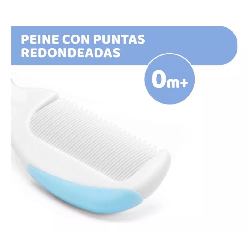 Chicco Cepillo Y Peine Chicco Bebé Cerdas Naturales 0m+ Azul