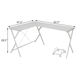 TREATLIFE HOME Efficient L-Shaped Computer Desk for Small Spaces, Modern Design with CPU Holder and X-Shape Base, White