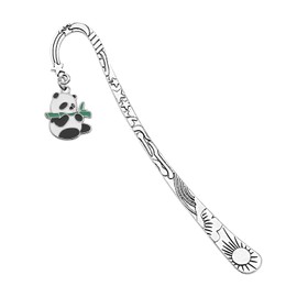 BAUNA Book Marks Mental Bookmark for Men Women with Panda Pendant Panda Gifts for Bookworms Writers Friends (Panda Bookmark)