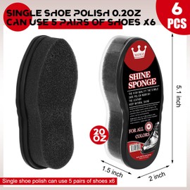 Loopeer 6 Pcs Neutral Shoe Shine Sponge for Shoes Instant Shine Sponge for Leather 0.2oz Leather Care for Furniture (Classic Style)