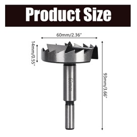 2-3/8 Inch Forstner Drill Bit 60mm Forstner Bits 3/8 Inch Round Shank Wood Drilling Bit Woodworking Hinge Cutter Tool for Wood Plywood Plastic with Storage Case