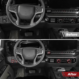 RT-TCZ for Silverado Headlight AC Knob Trim Rings for Chevy Silverado 2022 Up Red Interior Accessories 5pcs