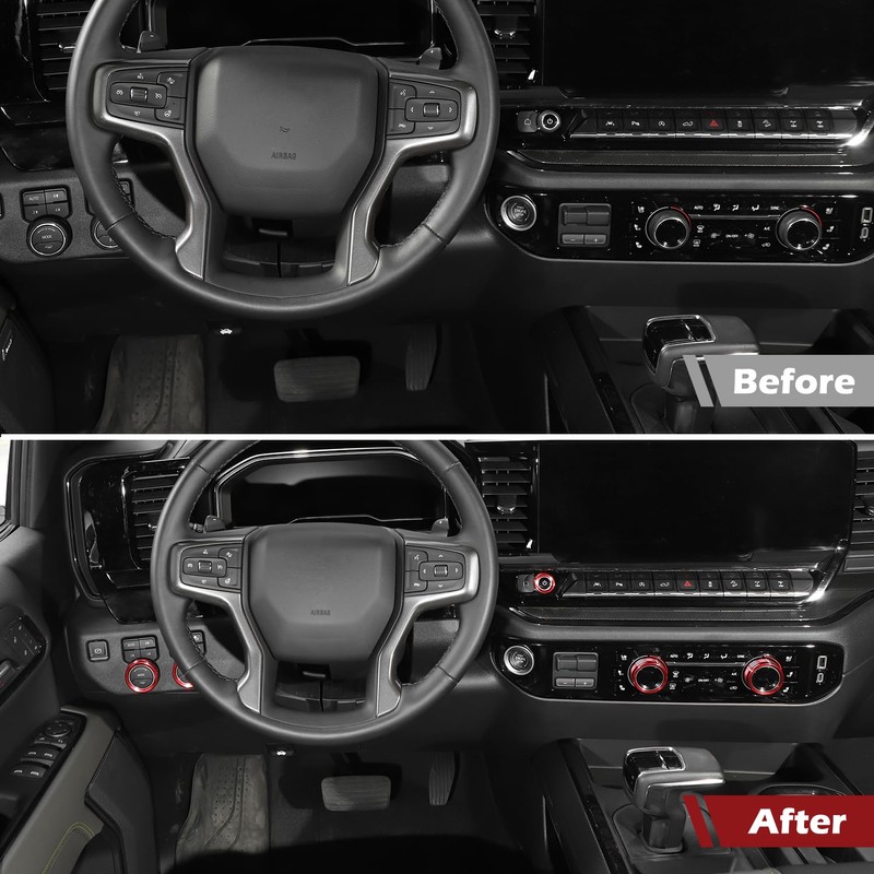 RT-TCZ for Silverado Headlight AC Knob Trim Rings for Chevy