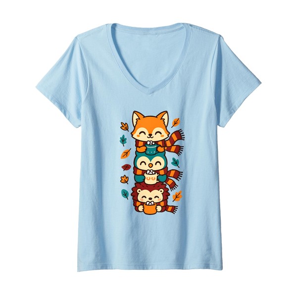 Womens Fall Weather Fox Owl Hedgehog Scarf Hot Cocoa Design