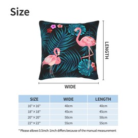 Jbofyee Tropical Leaves Flamingo and Flowers Throw Pillow Cover 18x18 Inch Palm Leaf Decorative Pillow Cases Soft Throw Pillows for Living Room Bedroom Sofa Couch Cushion Cover Set of 2