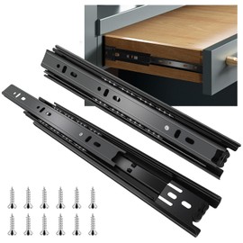 22 inch Drawer Slides 1 Pairs (2pcs) Full Extension Ball Bearing Drawer Slides 3 fold Full Stretch Side Mount Drawer Slides 100 LB Capacity Drawer Slide 22" Black